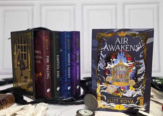Air Awakens deluxe hardcover box set in gold foil slipcase — complete 5-book series by Elise Kova