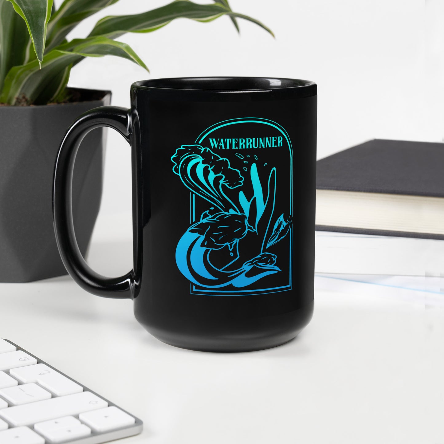 Waterrunner Black Glossy Mug