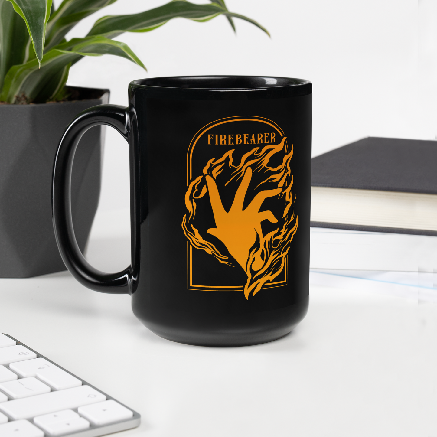 Firebearer Black Glossy Mug